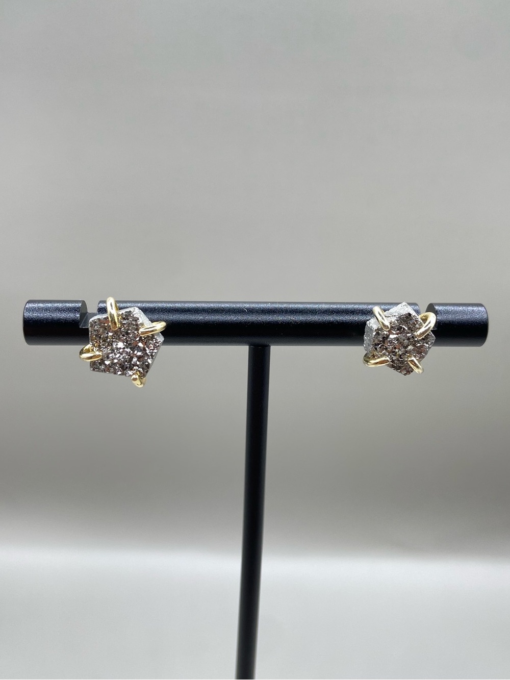Gold Plated Drusy Prong Stud Earrings